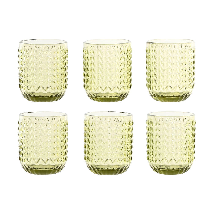 Glassæt Home ESPRIT Grøn Krystal Med relief 275 ml (6 enheder)