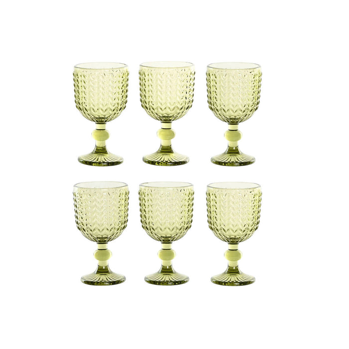Sæt med glas Home ESPRIT Grøn Krystal 260 ml (6 enheder)