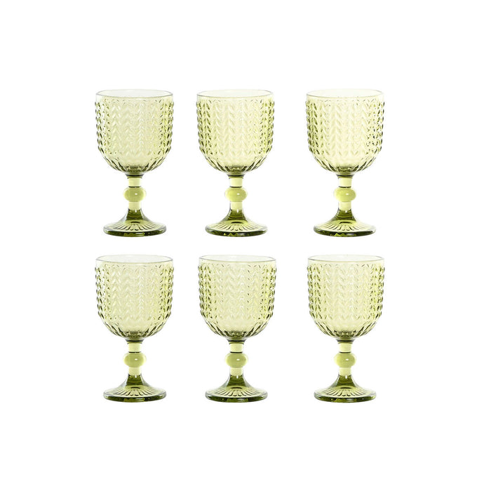 Sæt med glas Home ESPRIT Grøn Krystal 380 ml (6 enheder)