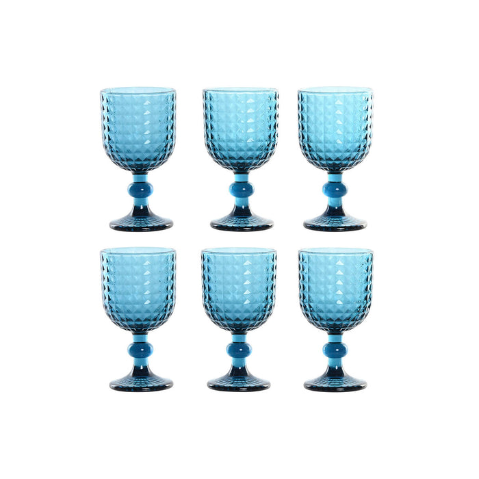 Sæt med glas Home ESPRIT Blå Krystal 260 ml (6 enheder)