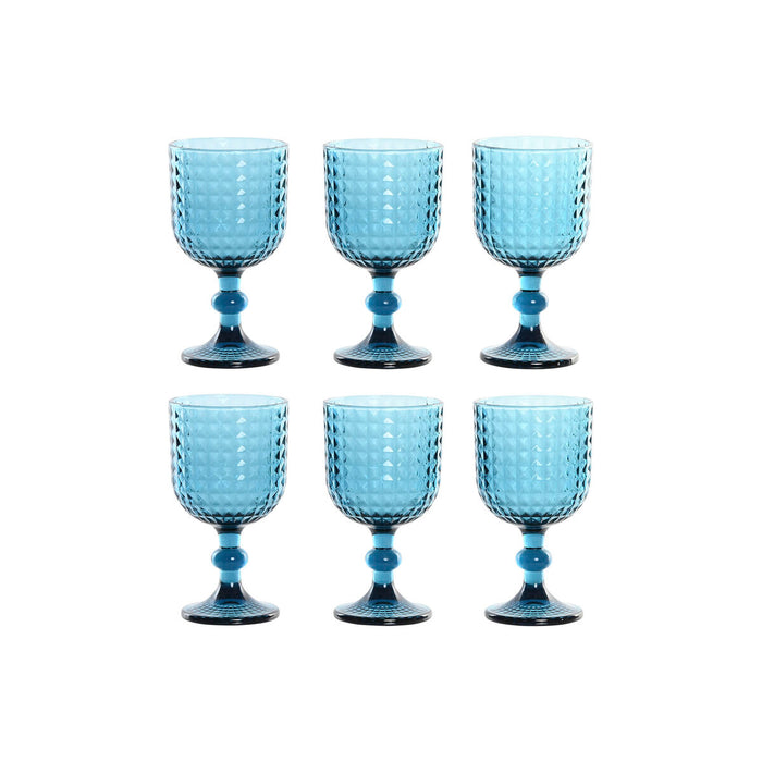 Sæt med glas Home ESPRIT Blå Krystal 380 ml (6 enheder)