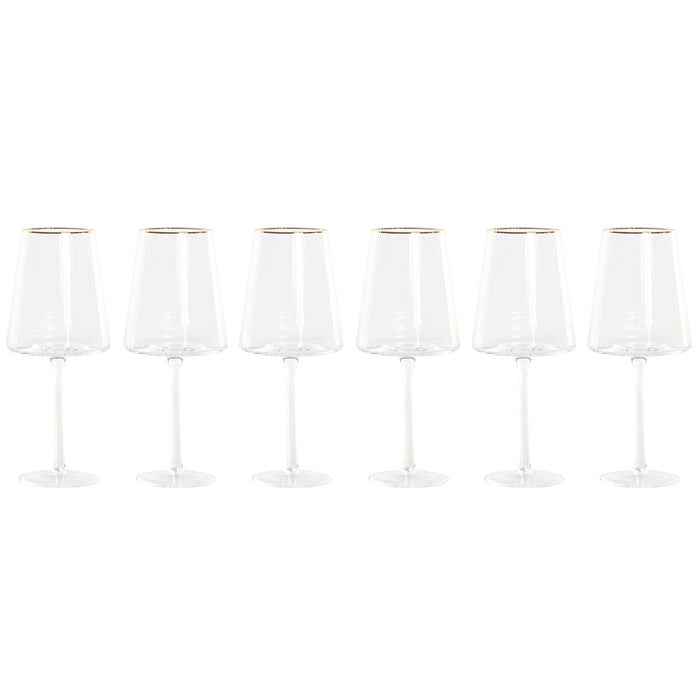 Flade champagne og cava glas Home ESPRIT Gennemsigtig Gylden Krystal 400 ml (6 enheder)