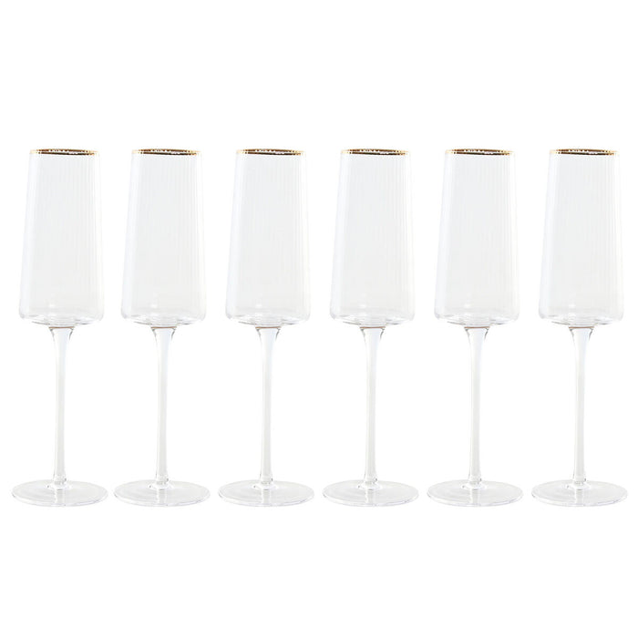 Flade champagne og cava glas Home ESPRIT Gennemsigtig Gylden Krystal 400 ml (6 enheder)