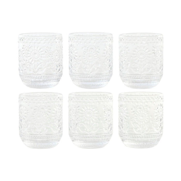 Glassæt Home ESPRIT Gennemsigtig Krystal Med relief 360 ml (6 enheder)