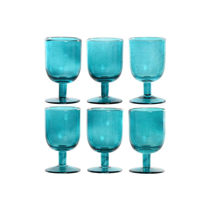 Sæt med glas Home ESPRIT Turkisblå Krystal 300 ml (6 enheder)