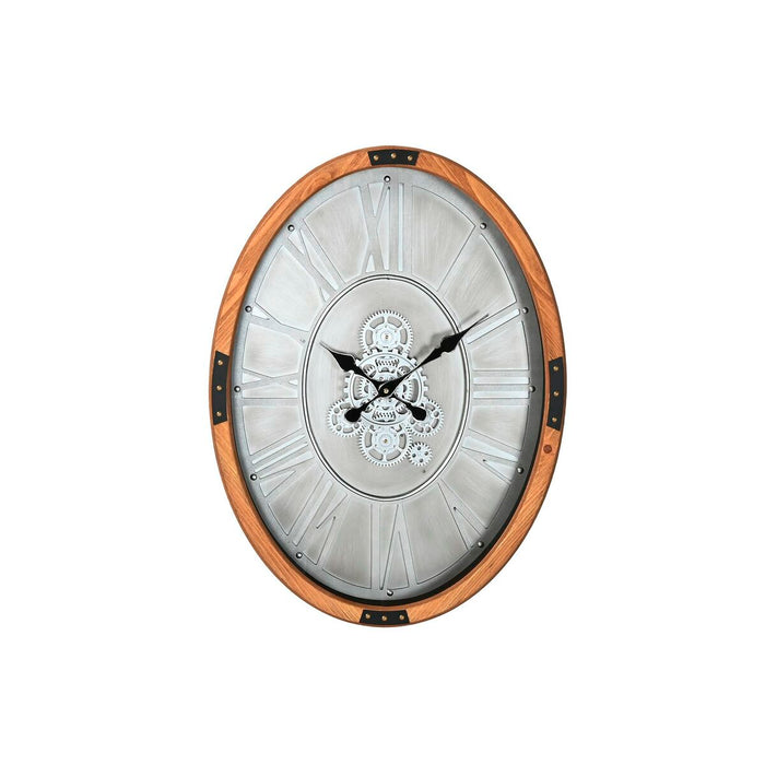 Vægur Home ESPRIT Sølvfarvet Natur Metal Krystal Fyr 50 x 8 x 68 cm