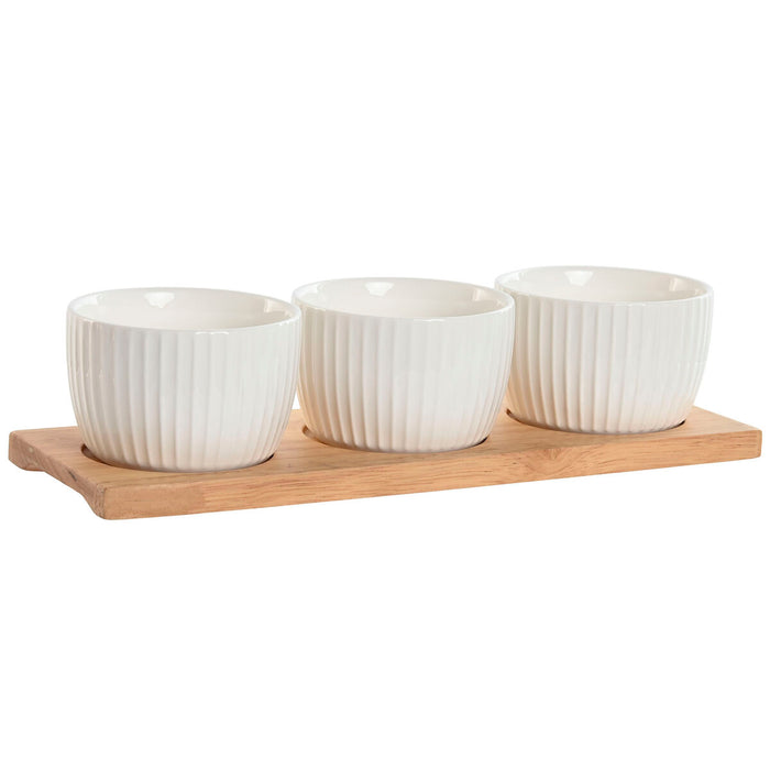 Sæt til appetizere Home ESPRIT Hvid Natur Urban 28 x 9,6 x 6,2 cm 3 Dele