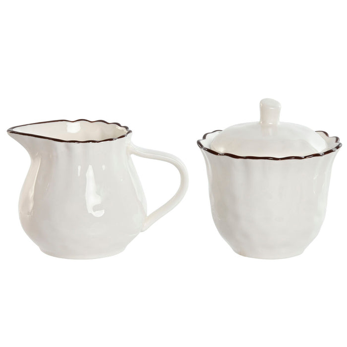 Mælkekande og sukkerskål Home ESPRIT Hvid Brun Porcelæn 250 ml 12 x 8,4 x 8 cm 2 Dele