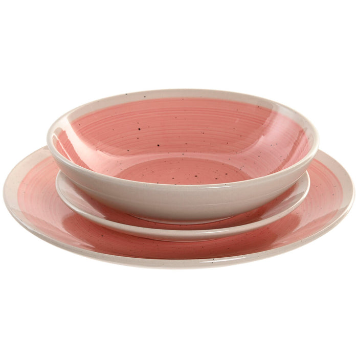 Spisestel Home ESPRIT Hvid Pink Stentøj 18 Dele