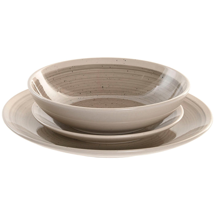Spisestel Home ESPRIT Beige Grå Stentøj 18 Dele