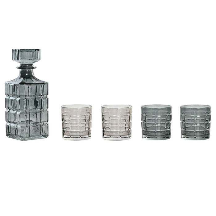 Sæt med glas og flaske Home ESPRIT Grå Krystal Urban 900 ml