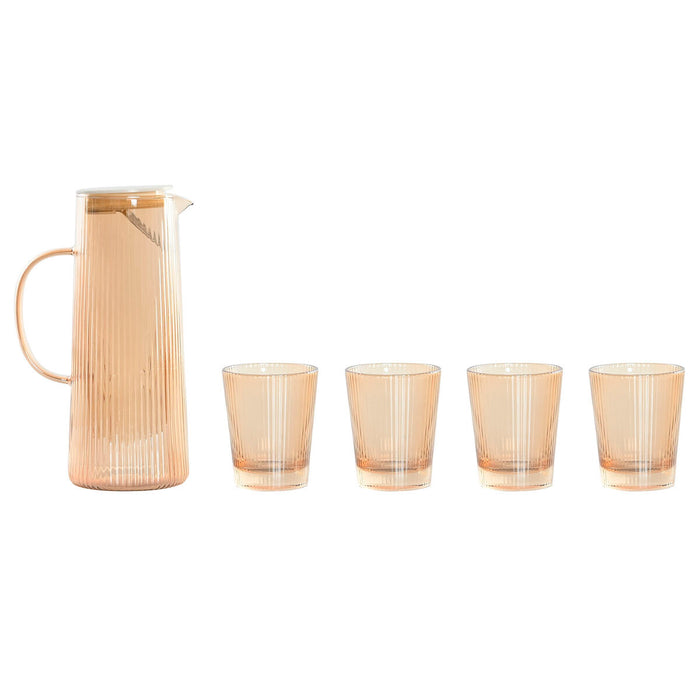Sæt med glas og flaske Home ESPRIT Rav Borosilikatglas 1,25 L