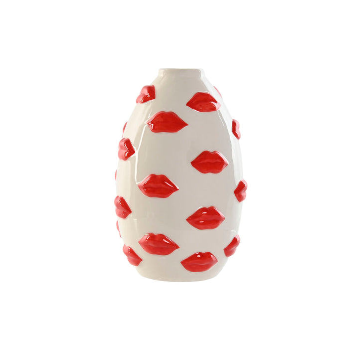 Vase Home ESPRIT Hvid Rød Dolomite 15 x 15 x 22,5 cm