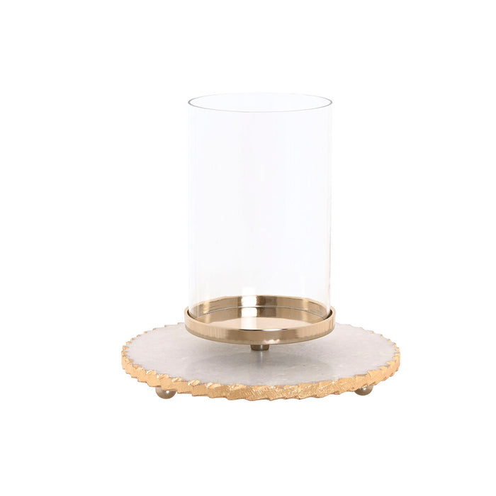 Lyseholder Home ESPRIT Hvid Gylden Krystal Marmor 25 x 25 x 27 cm