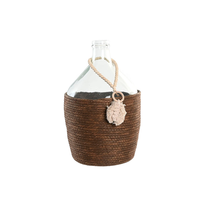 Vase Home ESPRIT Gennemsigtig Mørkebrun Krystal Natur Kolonistil 26 x 26 x 39 cm