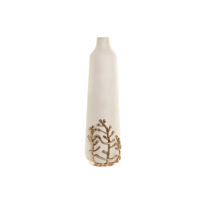 Vase Home ESPRIT Hvid Gylden Aluminium Moderne 15 x 15 x 52 cm