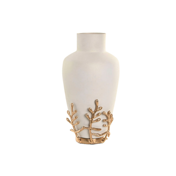 Vase Home ESPRIT Hvid Gylden Aluminium Moderne 16 x 16 x 31 cm