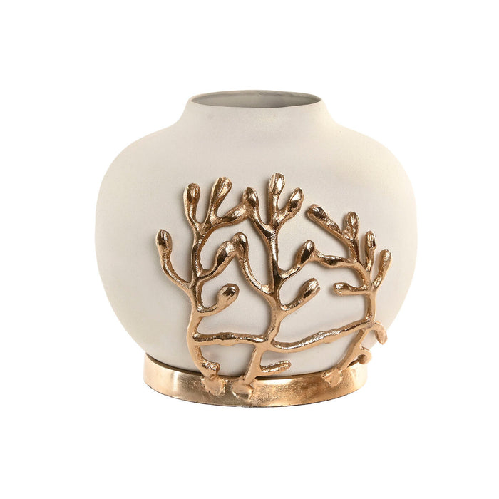 Vase Home ESPRIT Hvid Gylden Aluminium Moderne 19 x 19 x 18 cm