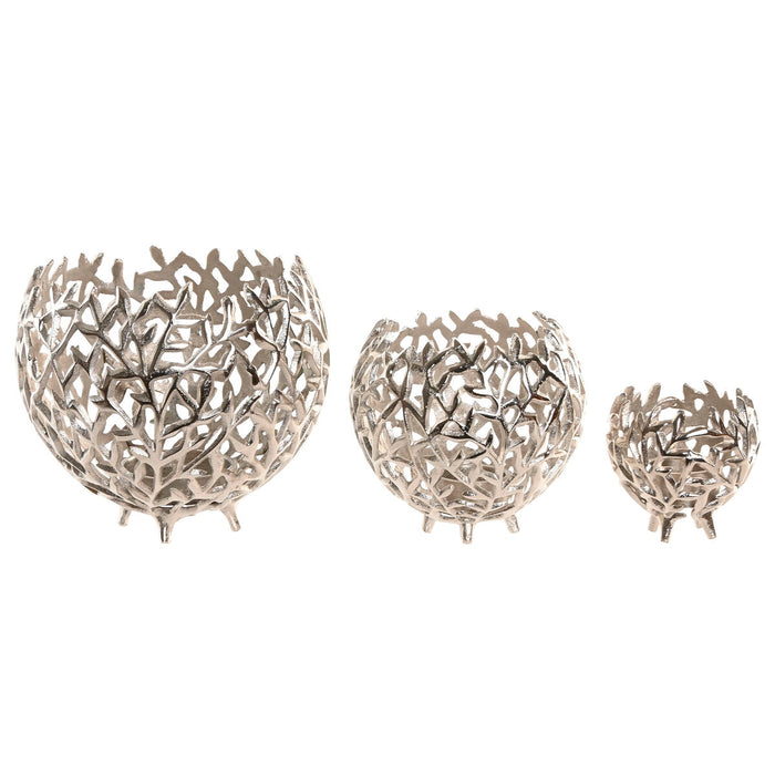 Lyseholder Home ESPRIT Sølvfarvet Aluminium 20 x 20 x 18 cm