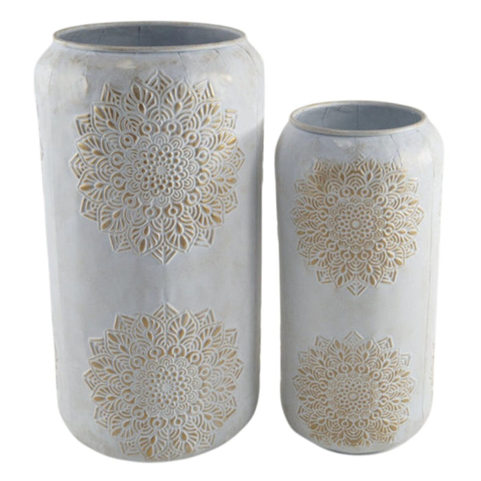 Vase Home ESPRIT Hvid Gylden Metal Araber (2 Dele)