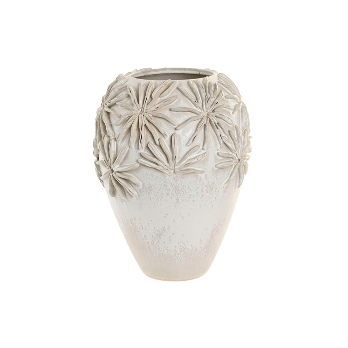 Vase Home ESPRIT Hvid Keramik Traditionel stil Blad af en plante 27 x 27 x 35 cm
