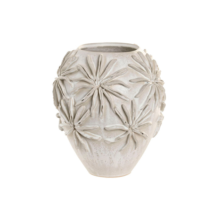 Vase Home ESPRIT Hvid Keramik Traditionel stil Blad af en plante 22 x 22 x 25 cm