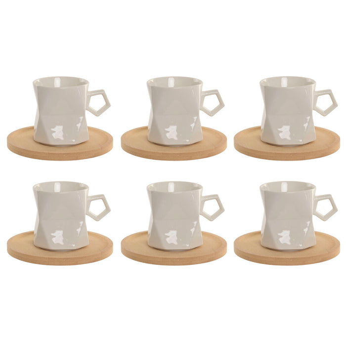 Sæt med 6 kopper og underkopper Home ESPRIT Hvid Porcelæn 180 ml