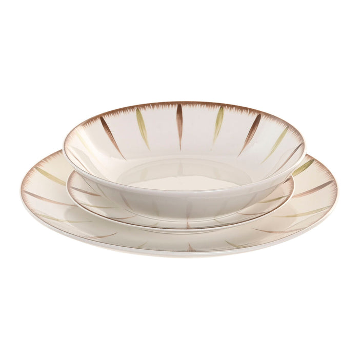 Spisestel Home ESPRIT Hvid Grøn Porcelæn 18 Dele