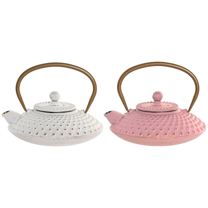 Tekande Home ESPRIT Hvid Pink Rustfrit stål Jern (2 enheder)