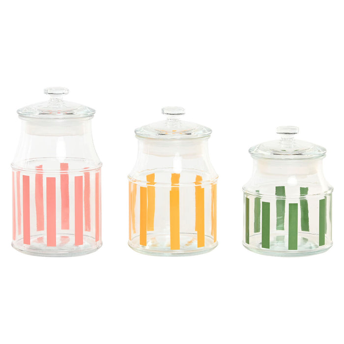 Sæt med 3 Dåser Home ESPRIT Multifarvet Striber Moderne 1 L 1,2 L 3 Dele