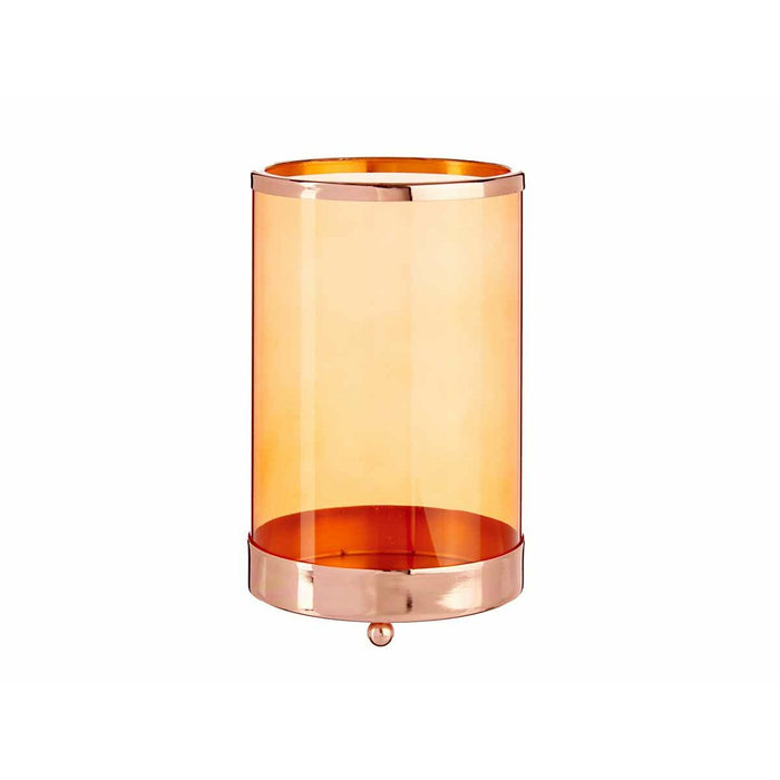 Lyseholder Kobber Rav Cylinder 12,2 x 19,5 x 12,2 cm Metal Glas