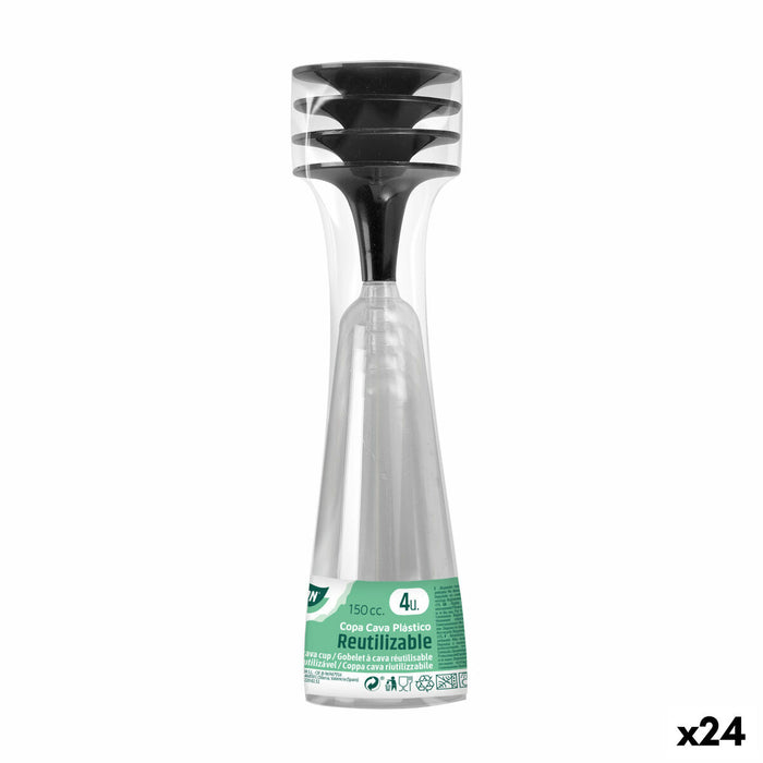 Genanvendelige cavaglas Algon Sort 24 enheder 150 ml (4 Dele)