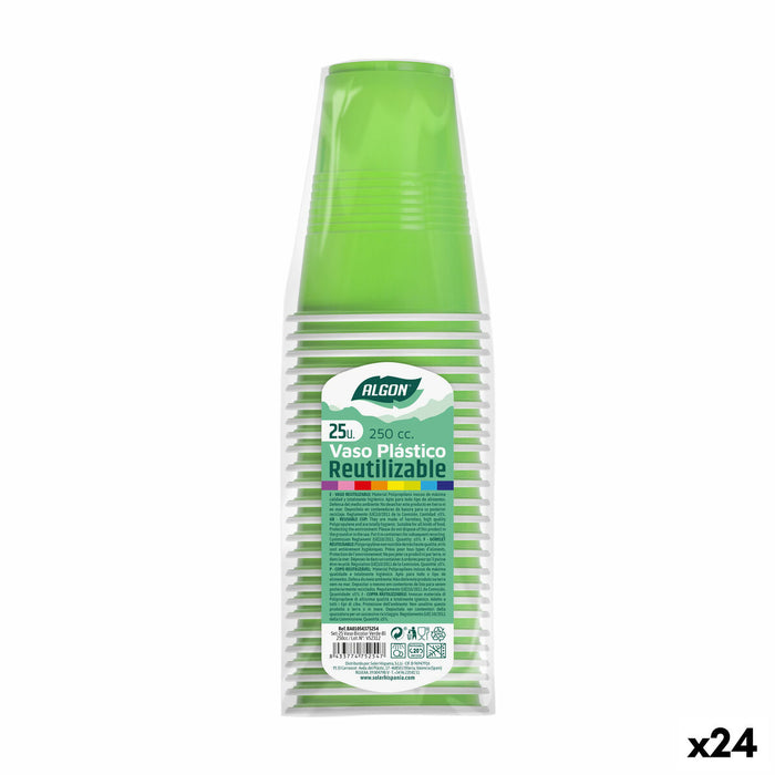 Sæt af genanvendelige kopper Algon Grøn 24 enheder 250 ml (25 Dele)