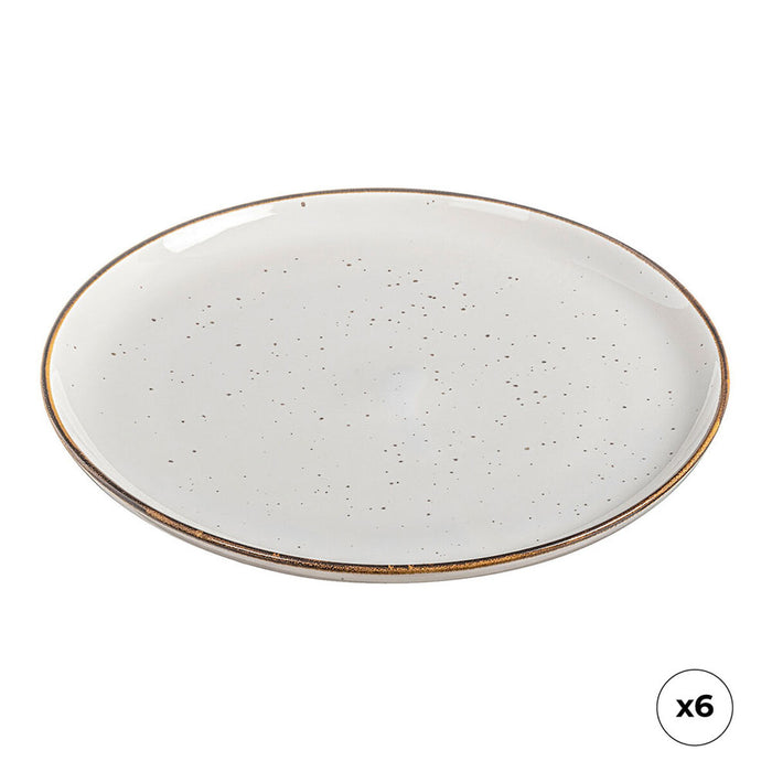 Flad Plade Ovenza Hvid Porcelæn Ø 25 cm (6 enheder)