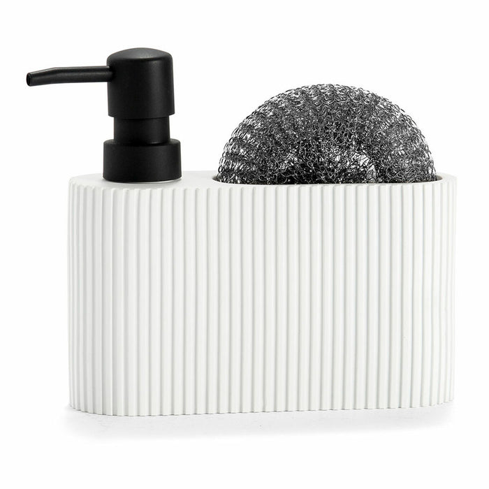 2-i-1 sæbedispenser til håndvasken Andrea House CC71086 Harpiks Polyesterharpisk 16 x 5 x 15 cm Svamp Hvid