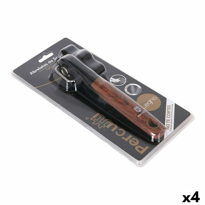 Dåseåbner Percutti Legno Brun Sort 17 x 13 x 5 cm (4 enheder)