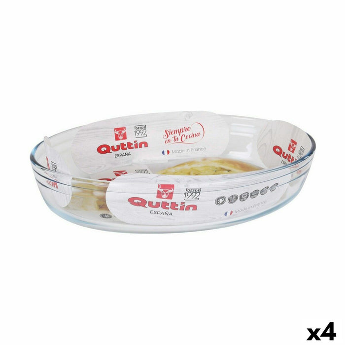 Ovn Fad Quttin   Gennemsigtig 2,2 L Glas Oval 30,1 x 20,9 x 6,3 cm (4 enheder)
