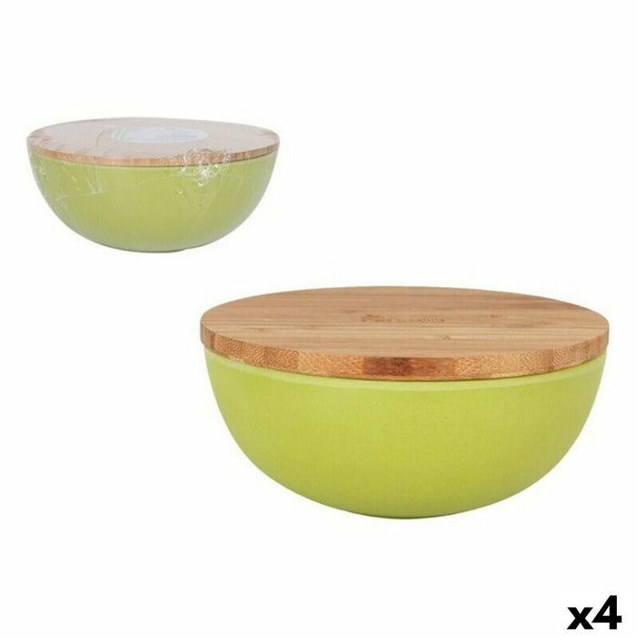 Skål Percutti Legno percutti Grøn Med låg Bambus (4 enheder)