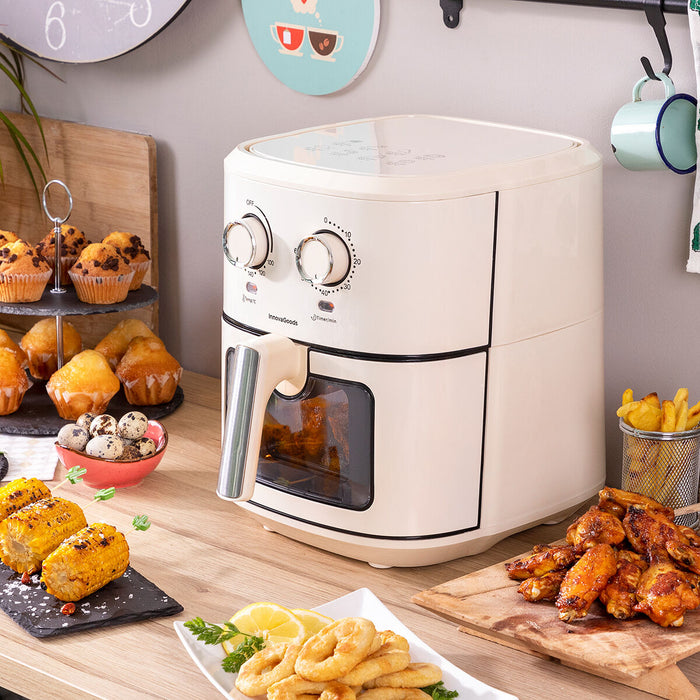 Gryde uden Olie InnovaGoods Vynner Pro 6500 Rustfrit stål Flødefarvet 1700 W 6,5 L
