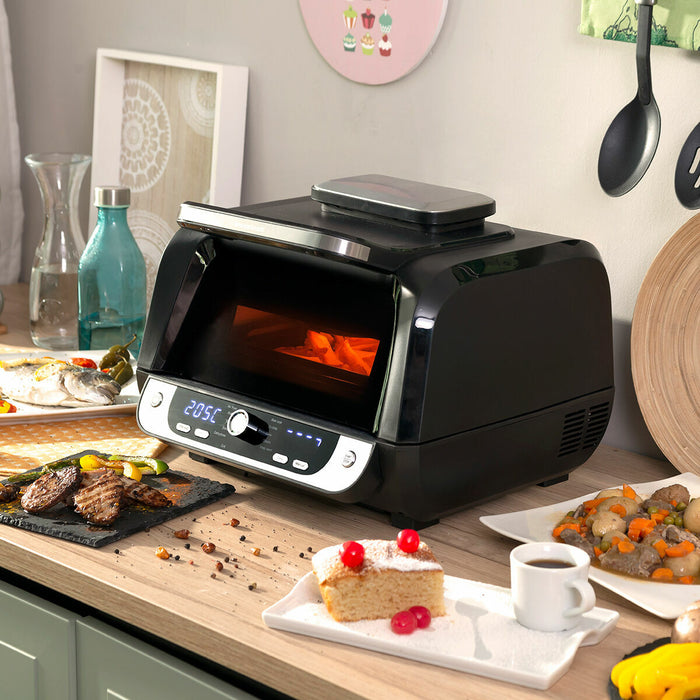 Oliefri frituregryde med grill, tilbehør og opskriftsbog InnovaGoods Air Fryer Fryinn 12-in-1 6000 Sort Stål 6 L 3400 W