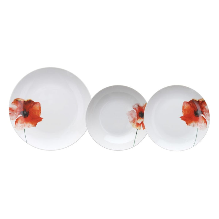 Spisestel 18 Dele Porcelæn 1 cm Valmue