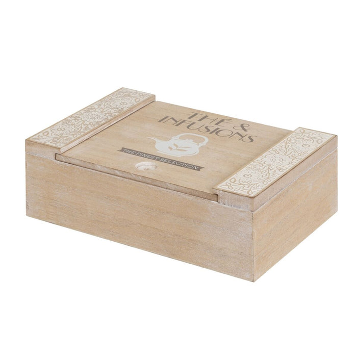 Æske til infusioner Hvid Natur Træ MDF 24 x 16 x 7,5 cm