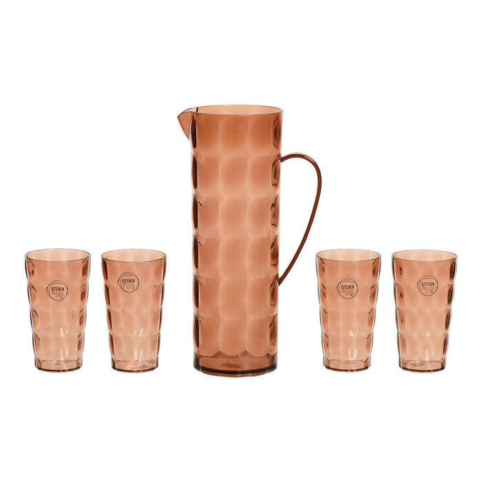 Glasses and pitcher set EDM 869702 Genbrugt plastik Brun 5 Dele