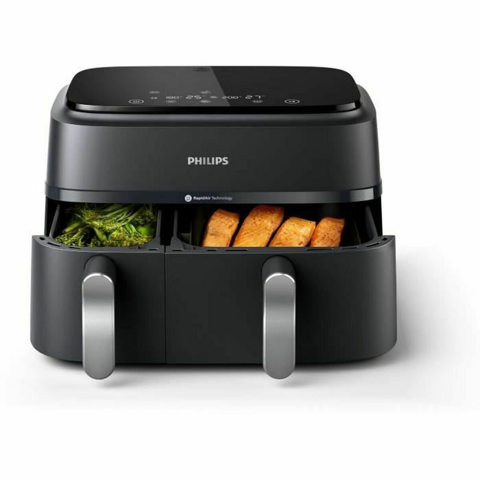 Varmluftsfrituregryde Philips Na351.00 Sort Sort/Sølvfarvet 9 L