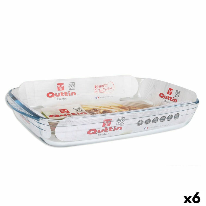 Ovn Fad Quttin   Gennemsigtig 3 L Glas Rektangulær 35,4 x 22 x 5,5 cm (6 enheder)