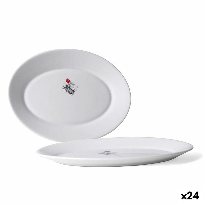 Køkkenspringvand Bormioli Toledo Hvid Glas Oval 30 x 21 x 2,7 cm (24 enheder)