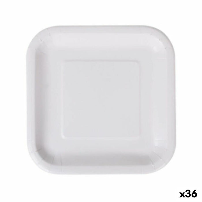 plade Algon Engangsanvendelse Hvid Pap 23 cm (36 Enheder)