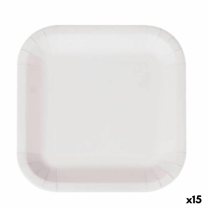 plade Algon Engangsanvendelse Hvid Pap 26 cm (15 enheder)