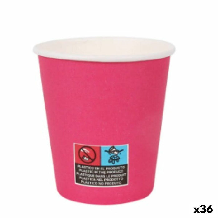 Glassæt Algon Pap Engangsanvendelse 200 ml Fuchsia 36 Enheder (24 Dele)