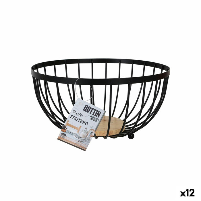 Frugtskål Confortime Rustic Sort 25 x 25 x 13 cm 390 cm (12 enheder)